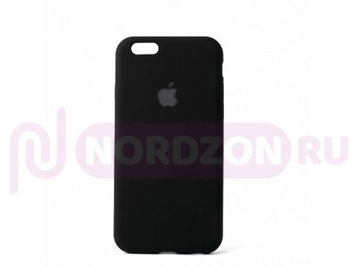 Чехол iPhone 6/6s, Silicone case, чёрный, защита полная, лого, 018
