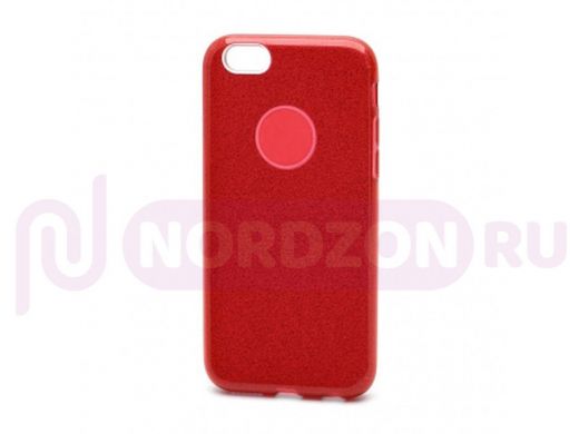 Чехол iPhone 6/6s, силикон, мерцающий, Fashion, красный