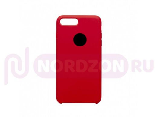 Чехол iPhone 7 Plus/ 8 Plus, Silicone case, красно коричневый, лого