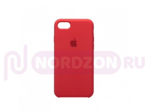 Чехол iPhone 7/8/ SE 2020, Silicone case, красная малина, лого