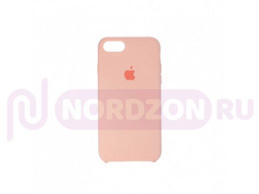 Чехол iPhone 7/8/ SE 2020, Silicone case, персиковый, лого