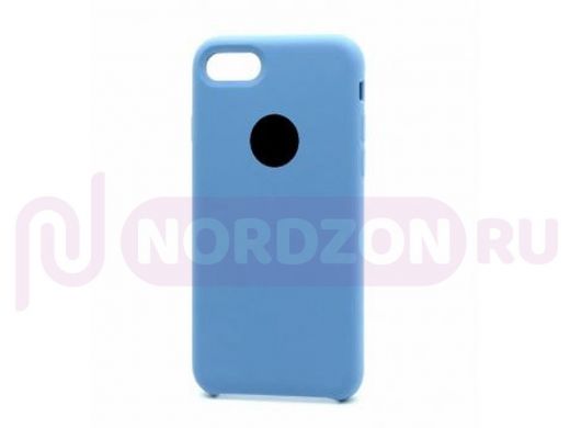 Чехол iPhone 7/8/ SE 2020, Silicone case, синий, лого