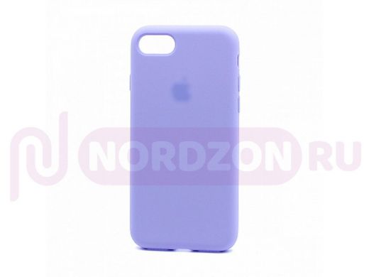 Чехол iPhone 7/8/ SE 2020, Silicone case, сиреневый, защита полная, лого, 041