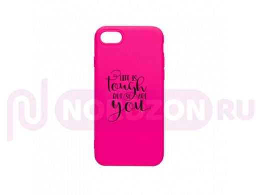 Чехол iPhone 7/8/ SE 2020, силикон, с принтом надпись, розовый 002