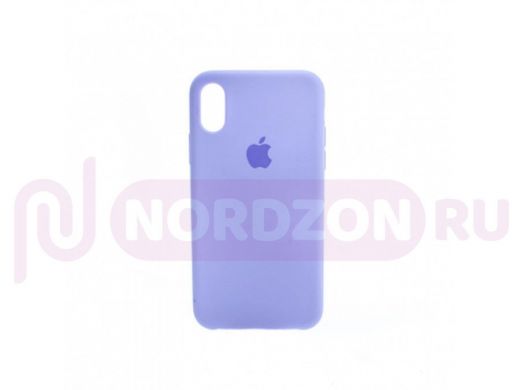 Чехол iPhone X/XS, Silicone case, сиреневый, лого