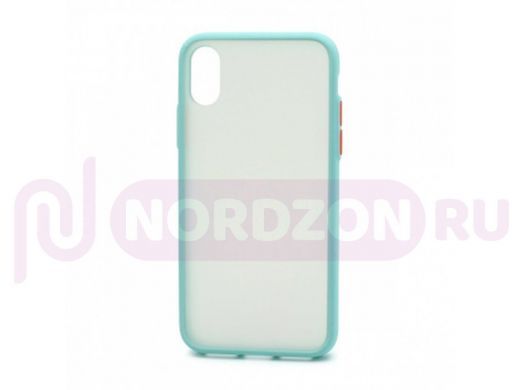 Чехол iPhone X/XS, пластик, силикон, Shockproof Lite, голубо-оранжевый