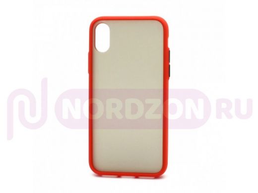 Чехол iPhone X/XS, пластик, силикон, Shockproof Lite, красно-чёрный