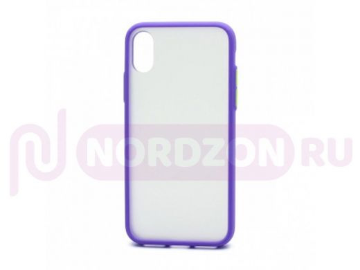 Чехол iPhone X/XS, пластик, силикон, Shockproof Lite, фиолетово-жёлтый