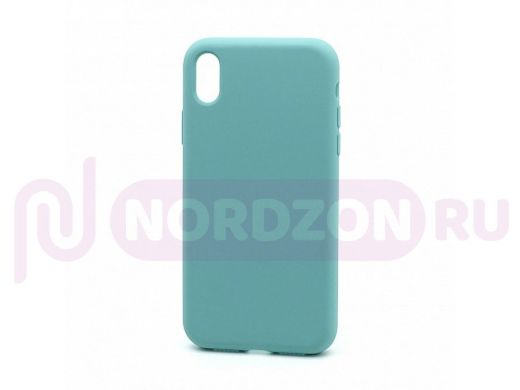 Чехол iPhone XR, Silicone case, голубой, защита полная, 021