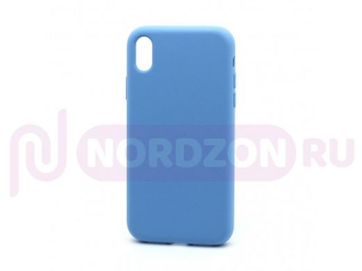 Чехол iPhone XR, Silicone case, голубой, защита полная, 053