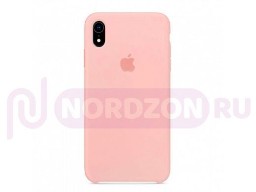 Чехол iPhone XR, Silicone case, розовый бледный, лого