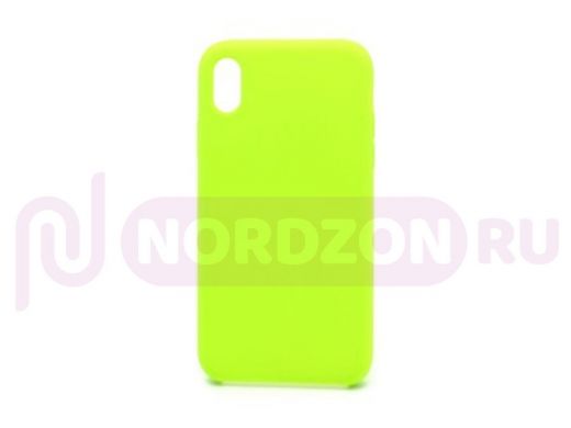 Чехол iPhone XR, Silicone case, салатовый, лого, 060