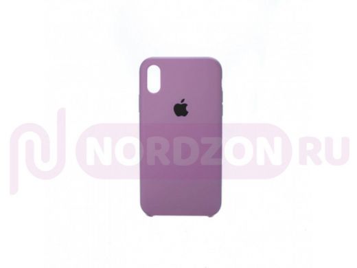 Чехол iPhone XR, Silicone case, сиреневый бледный, лого