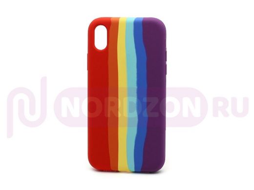Чехол iPhone XR, Silicone case, цветной, защита полная, лого, 001