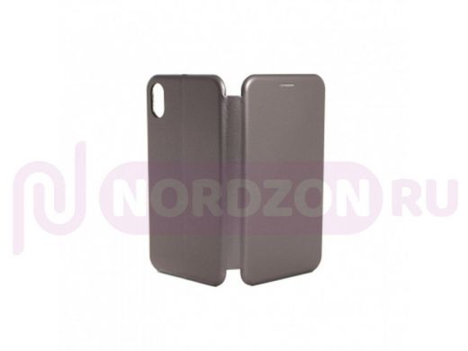 Чехол iPhone XR, книжка боковая, серый, Fashion