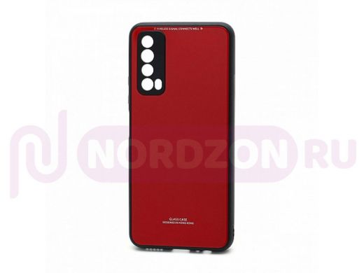 Чехол Huawei P Smart (2021) /Y7a, пластик, стеклянная вставка, красный