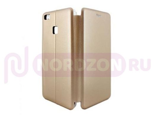 Чехол Huawei P9 Lite, книжка боковая, золото, Fashion