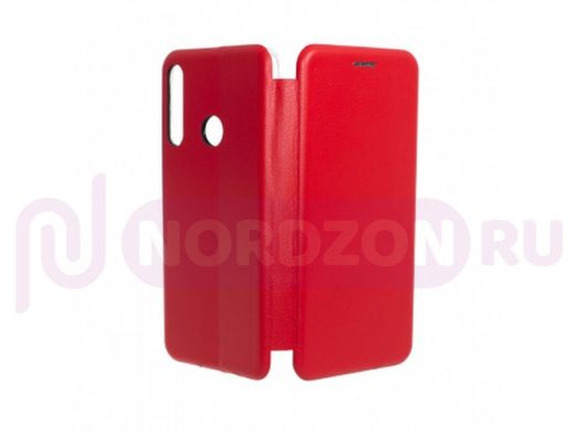 Чехол Huawei Y6P, книжка боковая, красный, Fashion