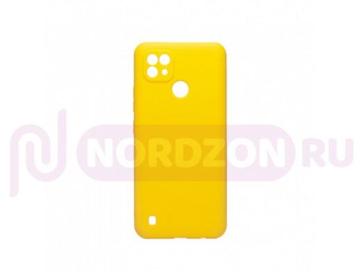 Чехол Realme C21, силикон, матовый, с высокими бортами, жёлтый