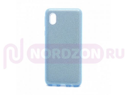 Чехол Samsung A01 Core /M01 Core, силикон, мерцающий, Fashion, голубой