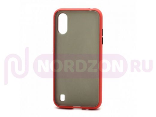 Чехол Samsung A01/A015, пластик, силикон, Shockproof, красно-чёрный