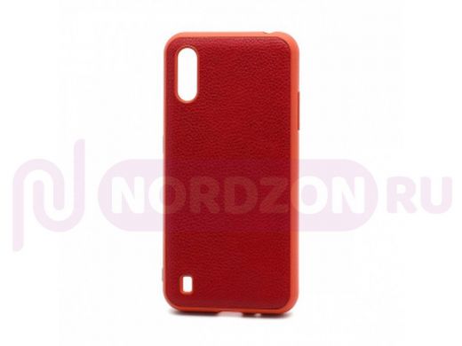 Чехол Samsung A01/A015, под кожу, Leather Cover, красный