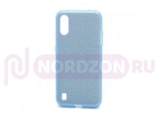 Чехол Samsung A01/A015, силикон, мерцающий, Fashion, голубой