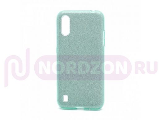 Чехол Samsung A01/A015, силикон, мерцающий, Fashion, зелёный