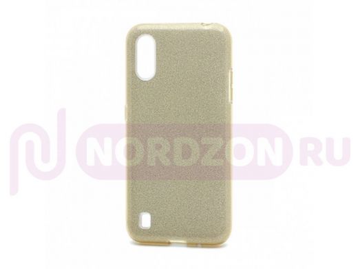 Чехол Samsung A01/A015, силикон, мерцающий, Fashion, золото