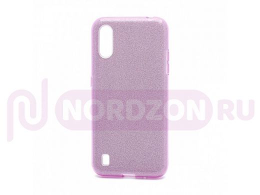 Чехол Samsung A01/A015, силикон, мерцающий, Fashion, фиолетовый