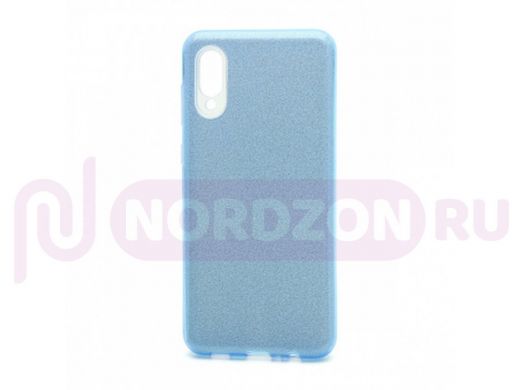 Чехол Samsung A02 /M02, силикон, мерцающий, Fashion, голубой
