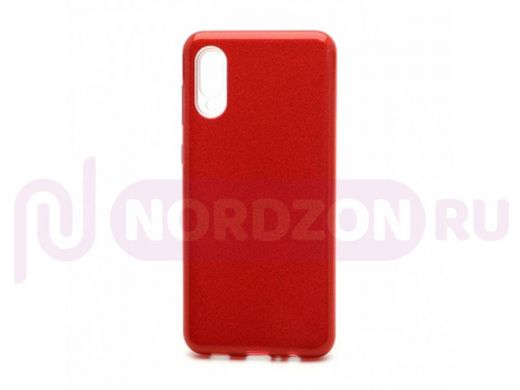 Чехол Samsung A02 /M02, силикон, мерцающий, Fashion, красный