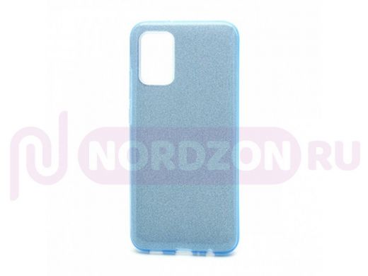 Чехол Samsung A02s /M02s, силикон, мерцающий, Fashion, голубой