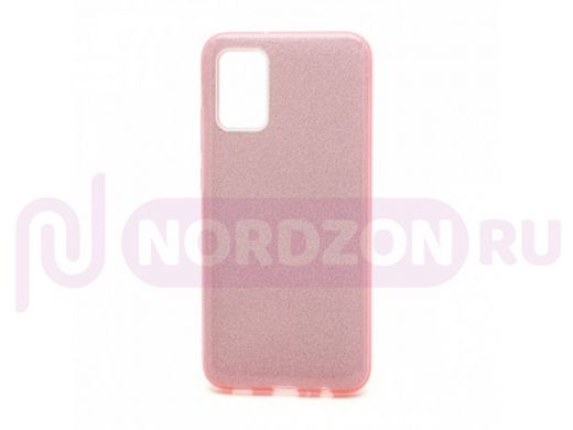 Чехол Samsung A02s /M02s, силикон, мерцающий, Fashion, розовый