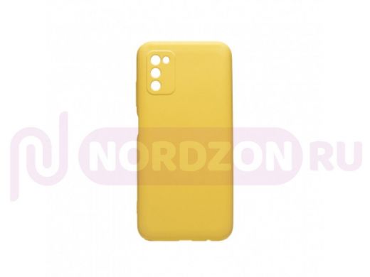 Чехол Samsung A03s, силикон, матовый, Soft-Touch, жёлтый