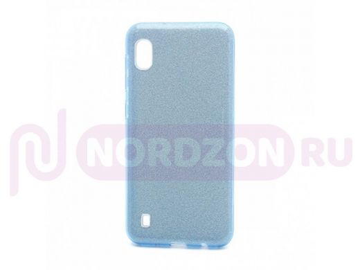 Чехол Samsung A10/A105, силикон, мерцающий, Fashion, голубой