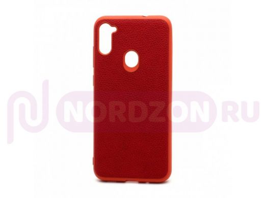 Чехол Samsung A11 /M11, под кожу, Leather Cover, красный