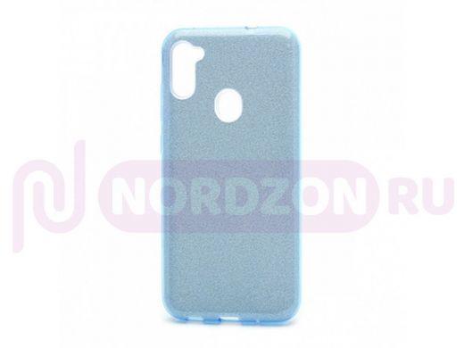 Чехол Samsung A11 /M11, силикон, мерцающий, Fashion, голубой