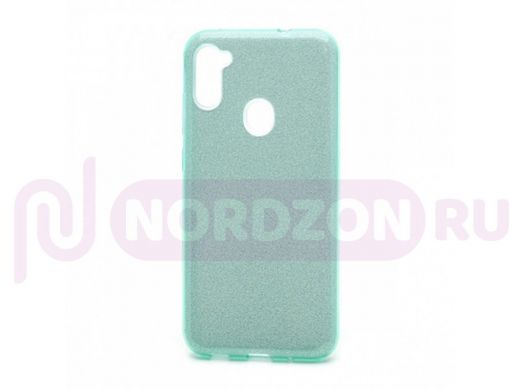 Чехол Samsung A11 /M11, силикон, мерцающий, Fashion, зелёный