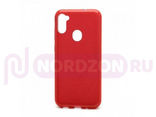 Чехол Samsung A11 /M11, силикон, мерцающий, Fashion, красный