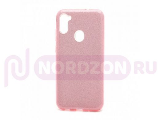 Чехол Samsung A11 /M11, силикон, мерцающий, Fashion, розовый