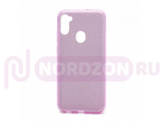 Чехол Samsung A11 /M11, силикон, мерцающий, Fashion, фиолетовый