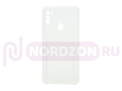Чехол Samsung A11 /M11, силикон, с отделом для карты, прозрачный, противоударный