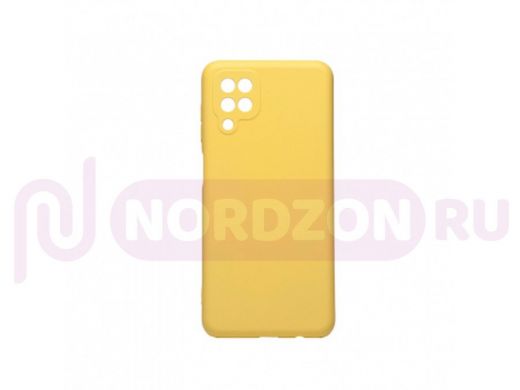 Чехол Samsung A12 /M12, силикон, матовый, Soft-Touch, жёлтый