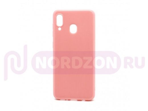 Чехол Samsung A20/A30, силикон, глянцевый, ультратонкий, розовый
