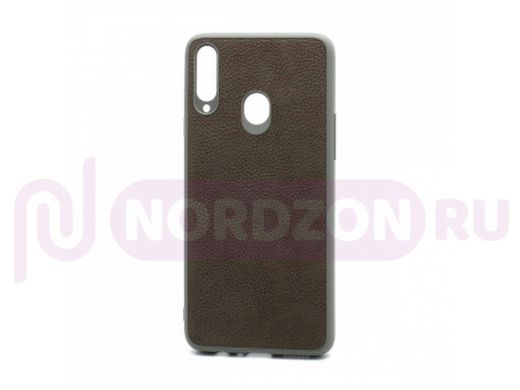 Чехол Samsung A20s/A207, под кожу, Leather Cover, серый