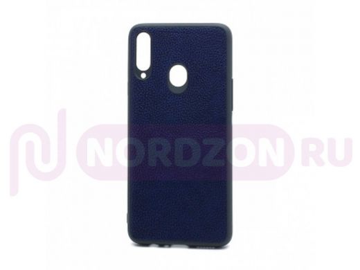 Чехол Samsung A20s/A207, под кожу, Leather Cover, синий