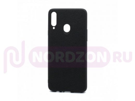 Чехол Samsung A20s/A207, под кожу, Leather Cover, чёрный