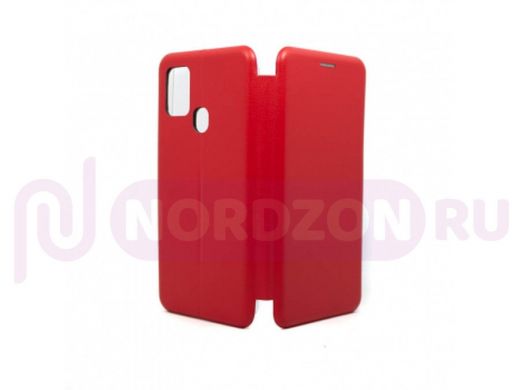 Чехол Samsung A21s/A217, книжка боковая, красный, Fashion