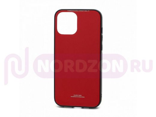 Чехол Samsung A21s/A217, пластик, стеклянная вставка, красный
